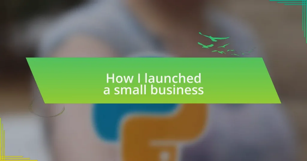 How I launched a small business