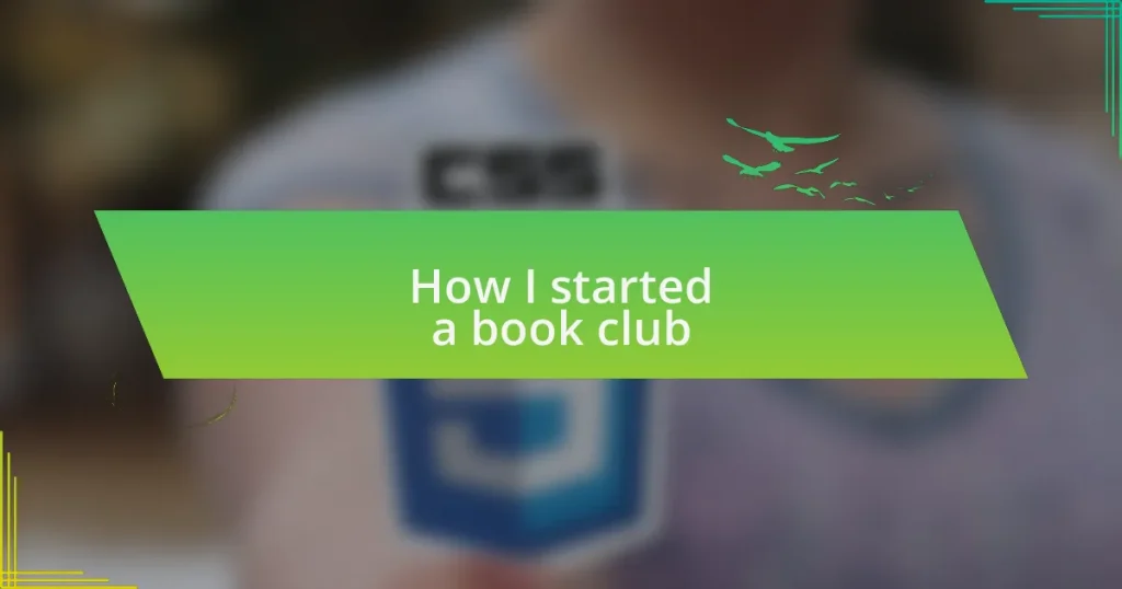 How I started a book club
