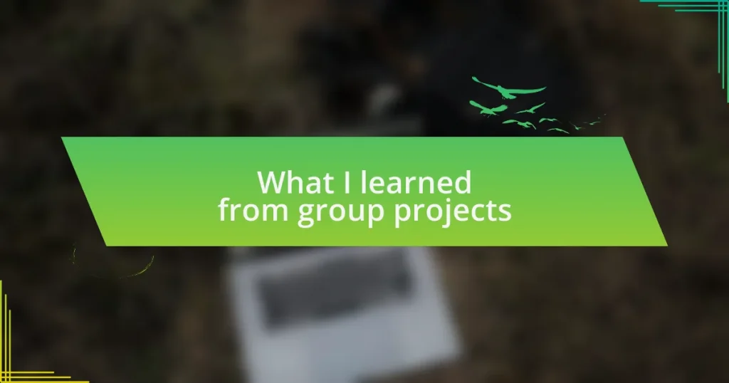 What I learned from group projects